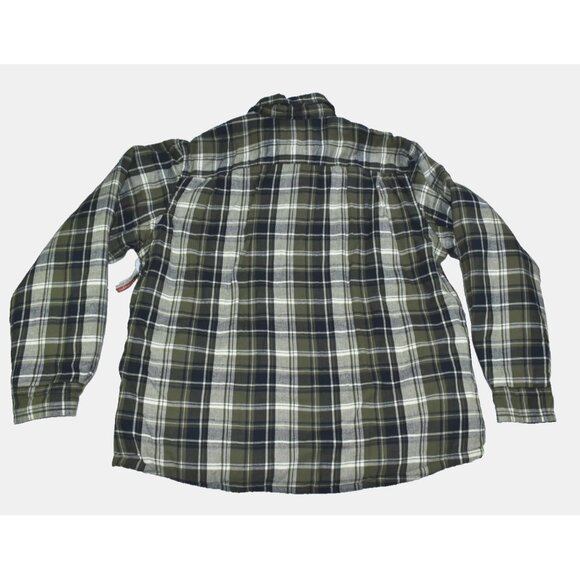 Wrangler Flannel Men's Shacket Size XL Green Plaid Sherpa Lined Button Up - Picture 10 of 13